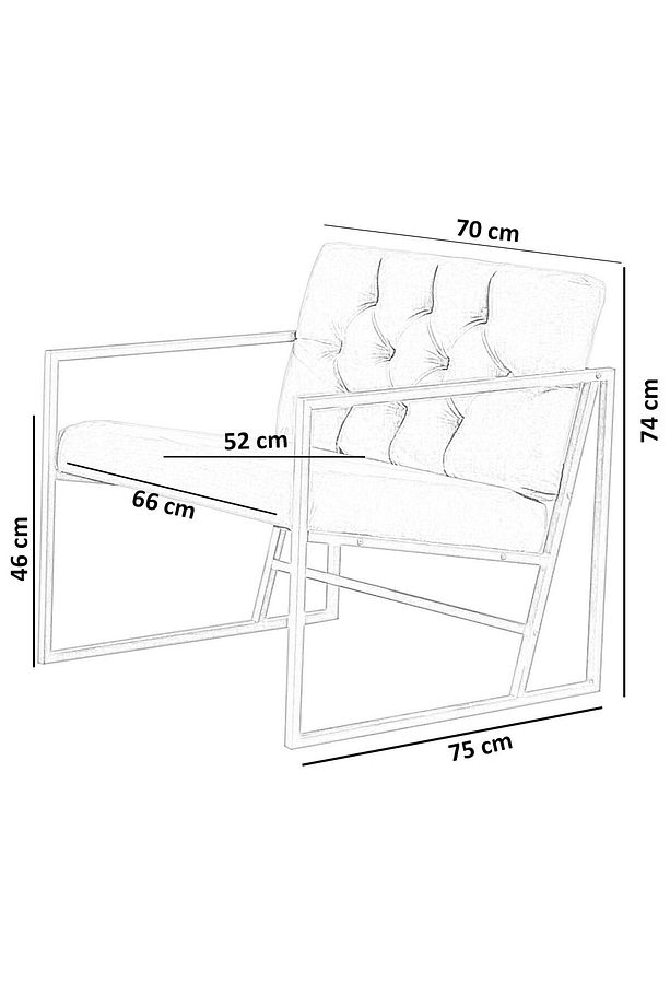 Oslo Modern İskandinav Metal Berjer Ofis Balkon Bahçe Koltuğu Siyah - 6