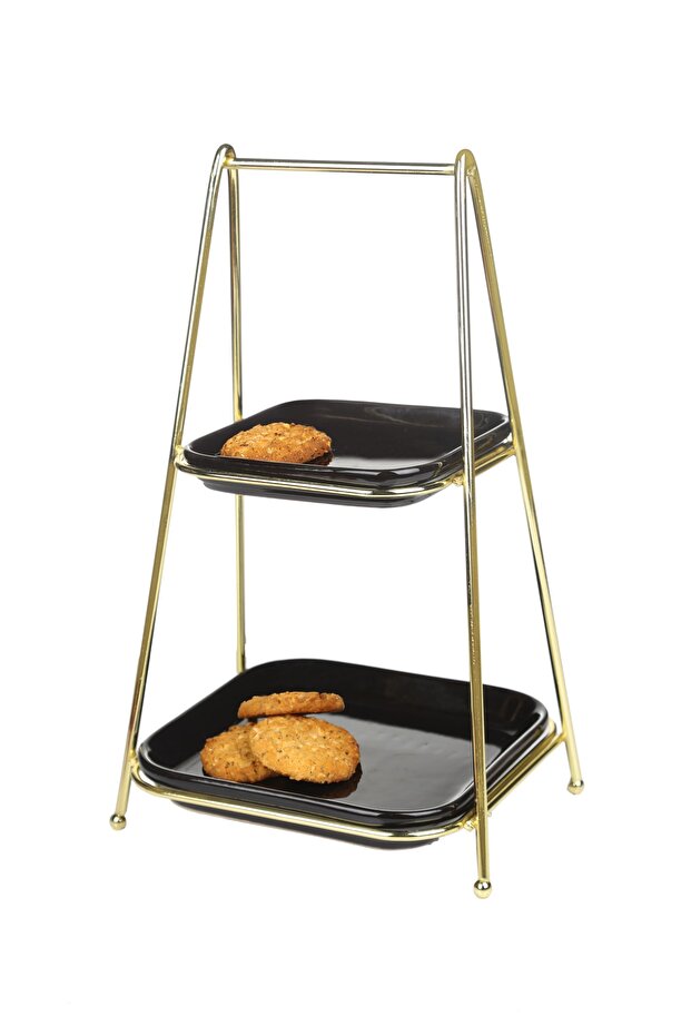 سلك عرض مربع من طبقتين - مطلي بالذهب - أسود - 2