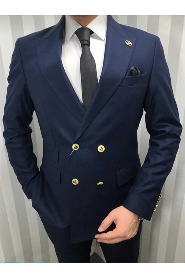 Kruvaze Slim Fit Takım Elbise - 1