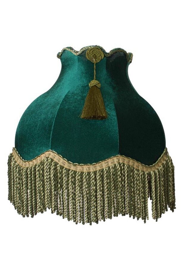 Ahşap Ayak Zümrüt Renk Kadife Kaplı Lambader Vintage Model - 2