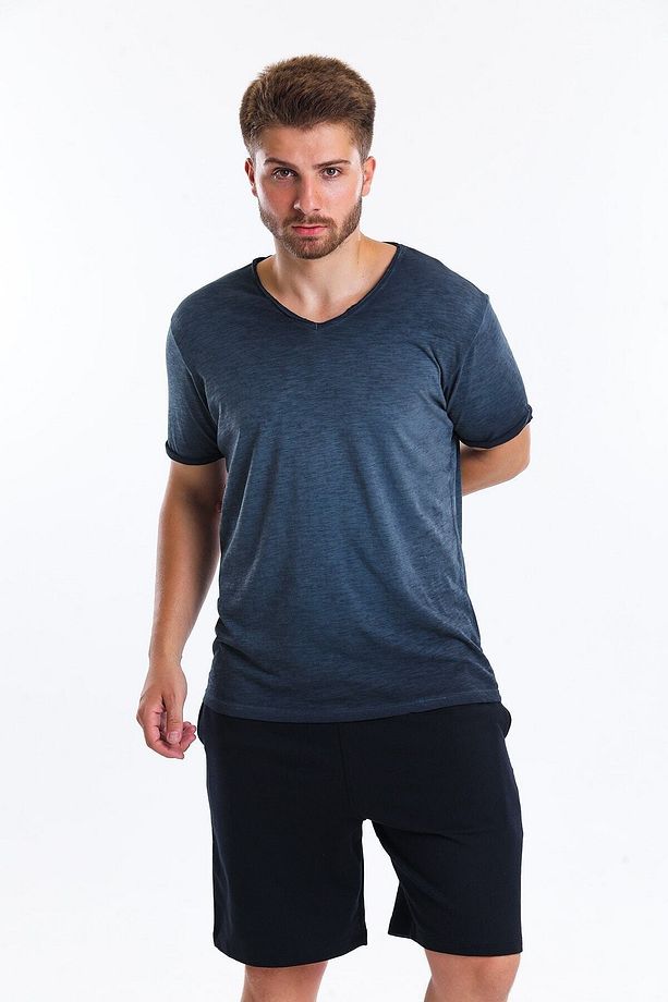 Erkek T-shirt Lacivert Tshirt 22594-15 - 6