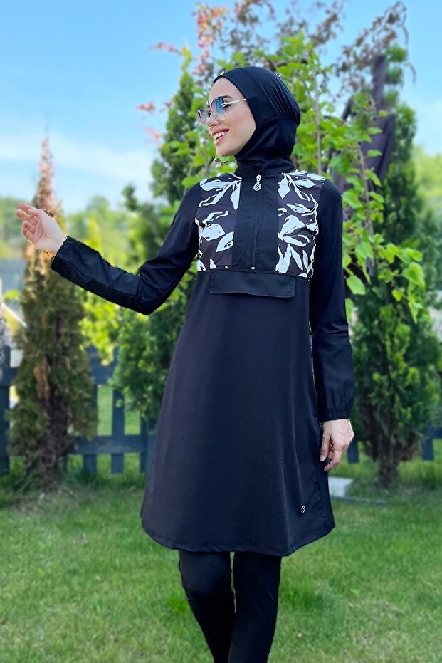 ملابس سباحة محجبة كاملة Sınny 8025 باللون الأسود