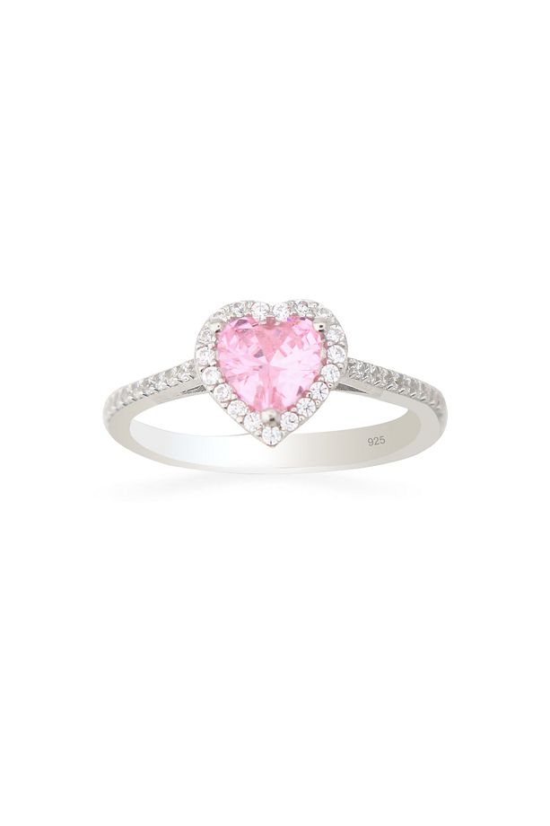 925 Ayar Gümüş Pembe Kalp Takı Seti - 7