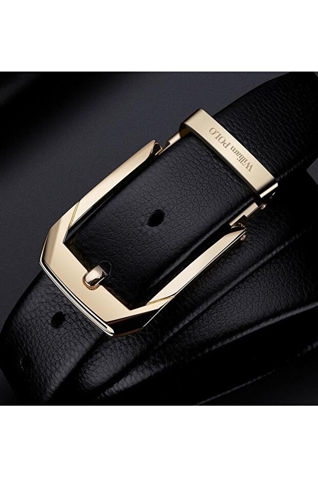 Genuine Leather Italian Buckle Belt William Polo Men's Leather Belt