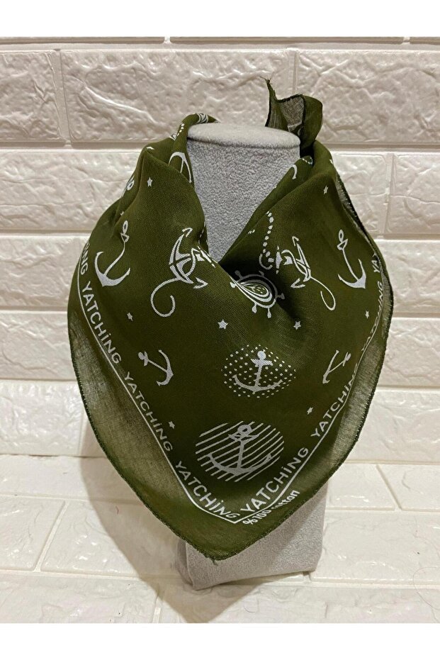 Unisex Sailor Anchor Rudder Patterned Cotton Scarf - Bandana