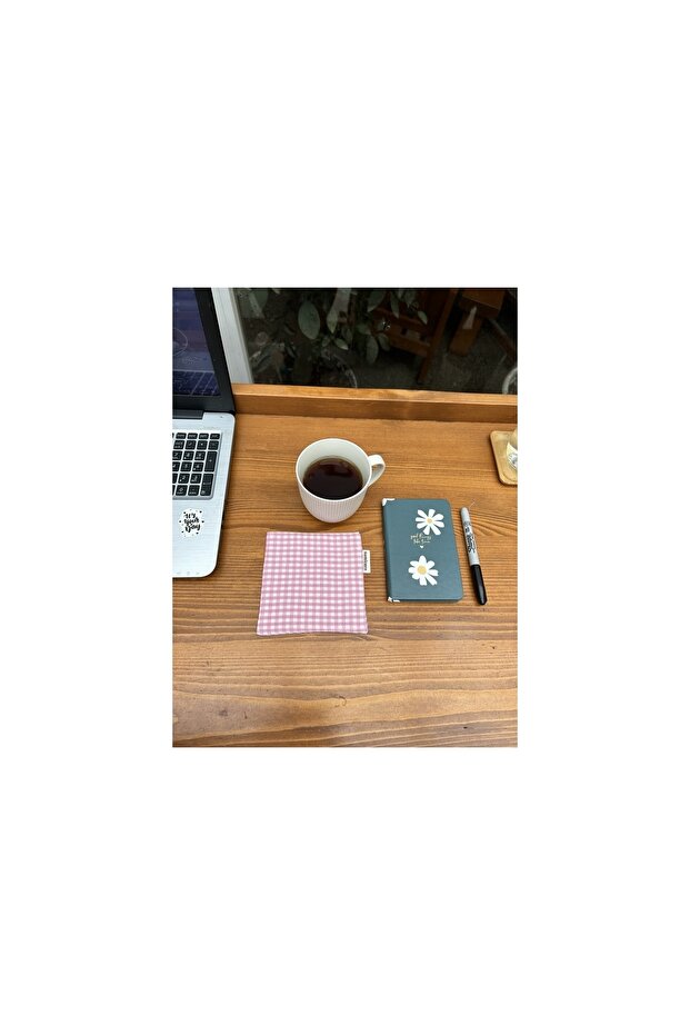 Pink Gingham Soft Fabric Washable Cup Mug Pad