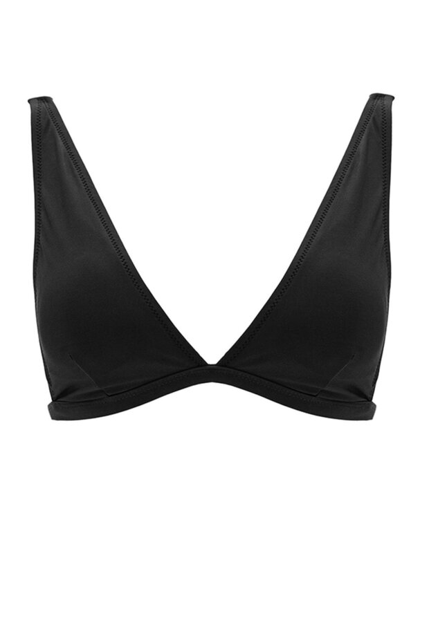 Kadın Siyah Kalın Askılı Üçgen Kaplı Bikini Üstü - 5