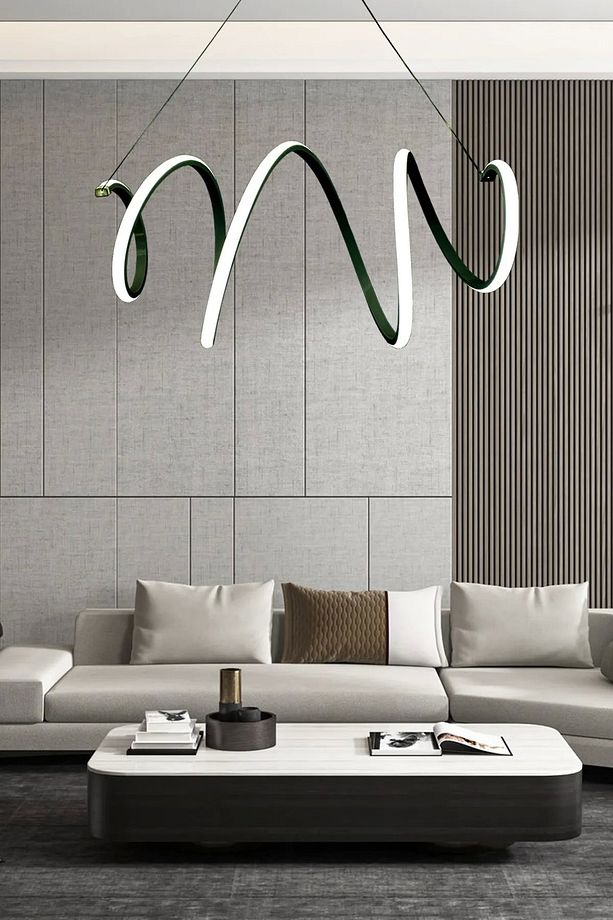 Yay Model Siyah Led Avize, 3 Renk Aydınlatmalı Avize, Modern Salon Avizesi, Yemek Masası Avizesi - 4