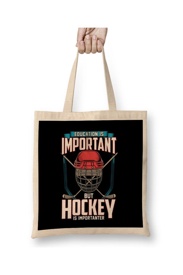 Education Is Important But Hockey Is Importanter Tote Bag Long Handle