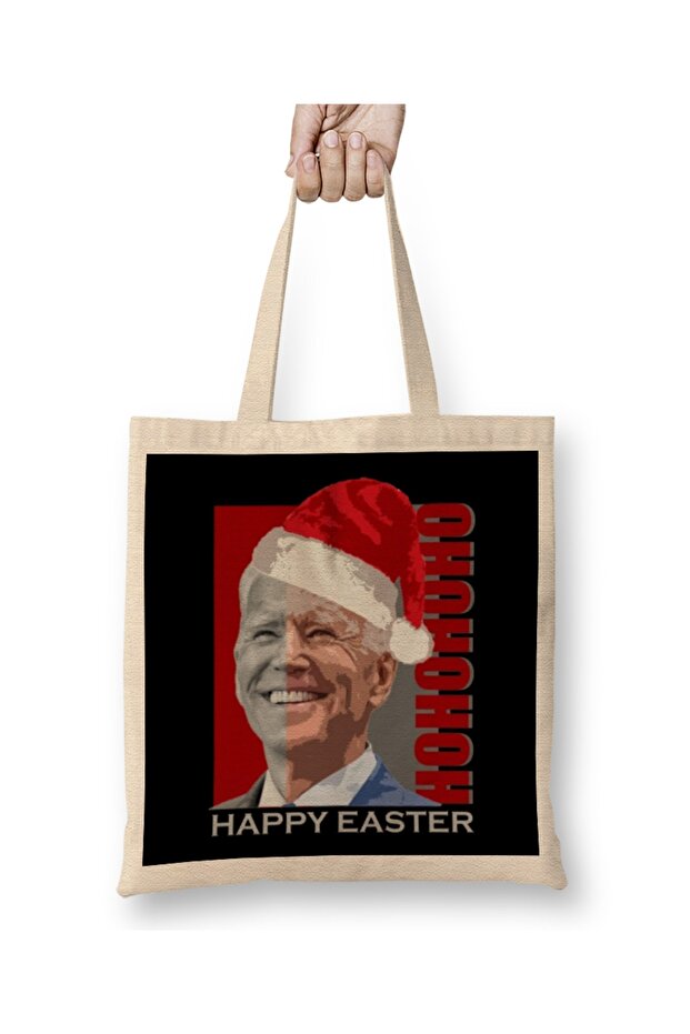 حقيبة قماش Biden Christmas Hohoho بمقبض طويل