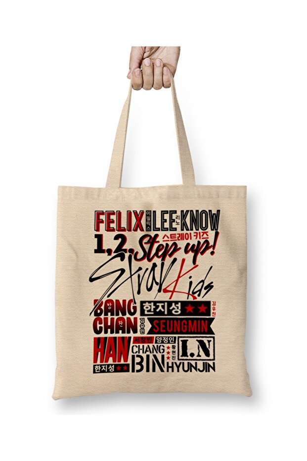 Stray Kids Font Collage 01 Cloth Bag Long Handle