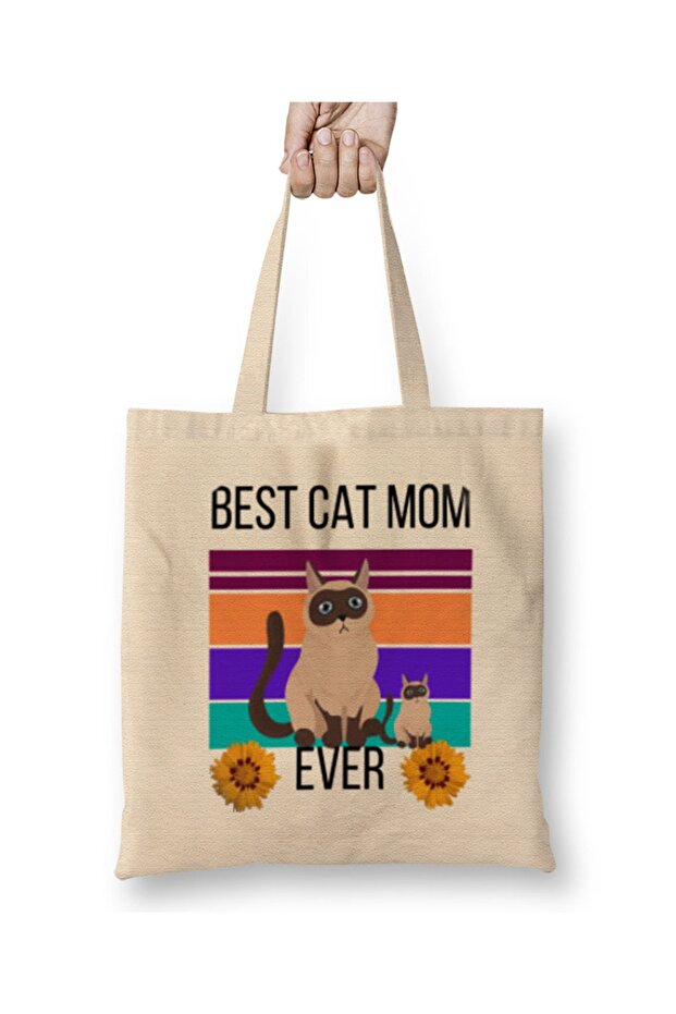 Mothers Day 2021 Best CAT MOM ever Funny 2021 Tote Bag Long Handle