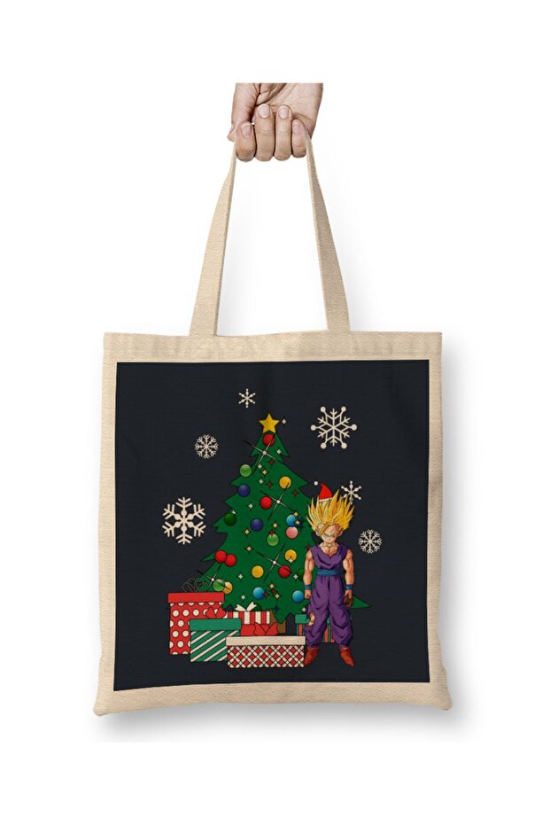 Dragonball Z Gohan Around The Christmas Tree Tote Bag Long Handle