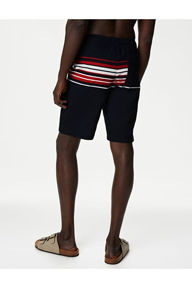 Çizgili Quick Dry Deniz Şortu - 4