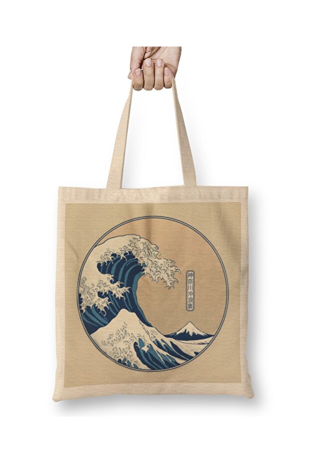 Great Wave Cloth Bag Long Handle
