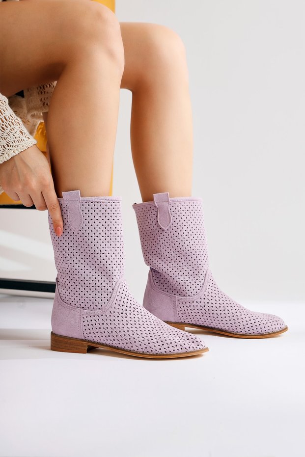 Winni Lilac Low Heeled Summer Women's Boots, Women's Bootie
