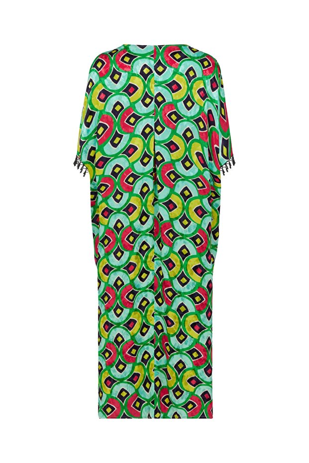 Desenli Dökümlü Kaftan - 6