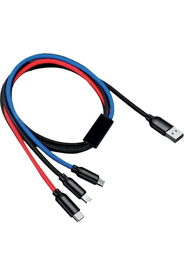 SAMSUNG İPHONE XİAOMİ 3 İN 1 SET İPHONE TYPE C VE MİCRO 1,2 M USB KABLO - 2