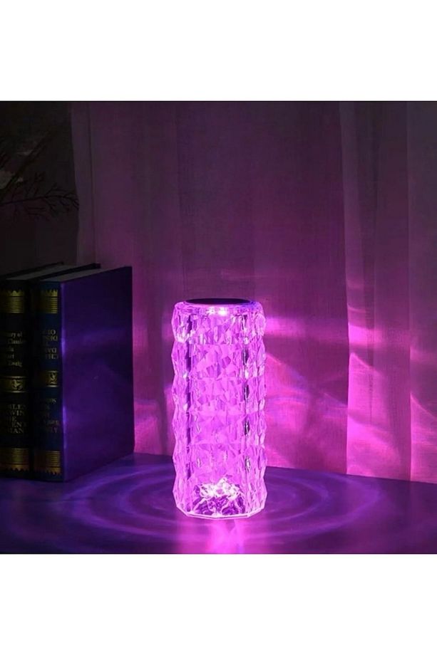 Kristal Şarjlı Masa Lambası, Led Abajur, Dokunmatik + Kumandalı - 7