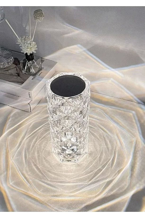 Kristal Şarjlı Masa Lambası, Led Abajur, Dokunmatik + Kumandalı - 8