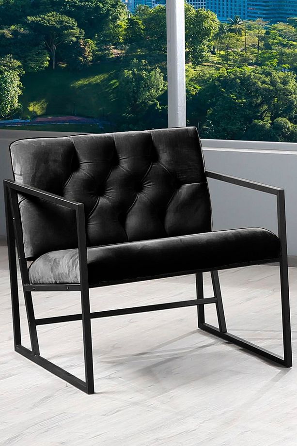 Oslo Modern İskandinav Metal Berjer Ofis Balkon Bahçe Koltuğu Siyah - 3