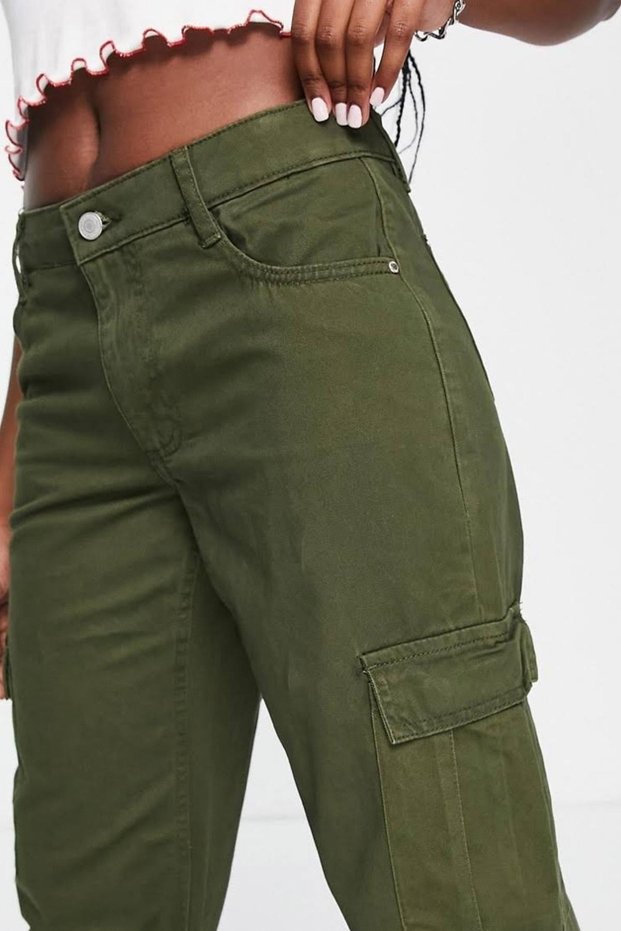 Girls' Cargo Pocket Detailed High Waist Wide Leg Jeans