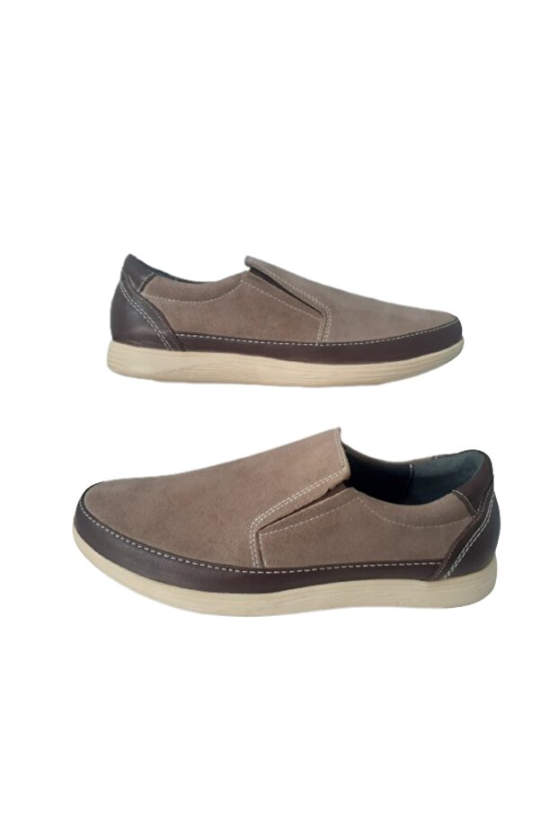 Genuine Leather Beige-Elastic Casual Men's Shoes