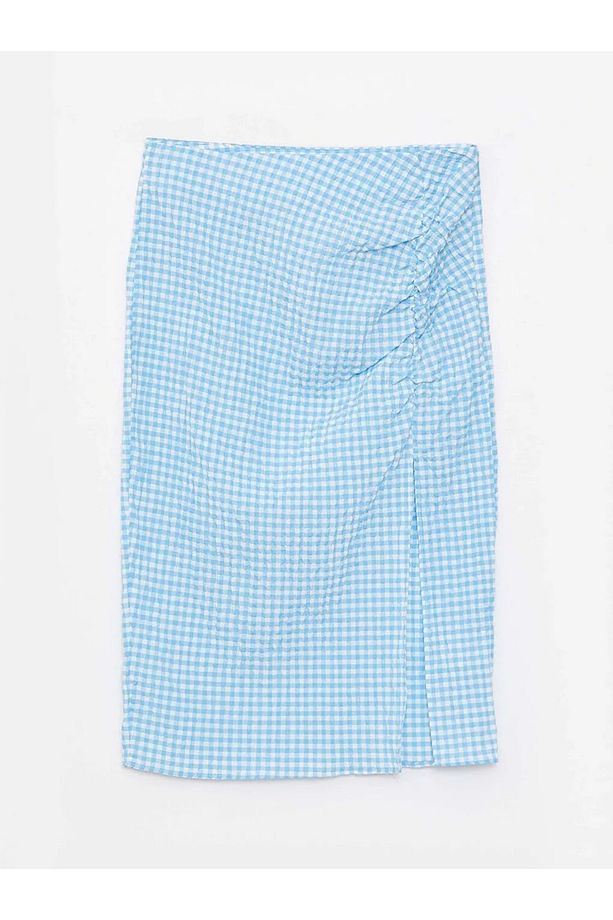 Lcw Casual Beli Fermuarlı Ekose Poplin Kadın Etek - 6