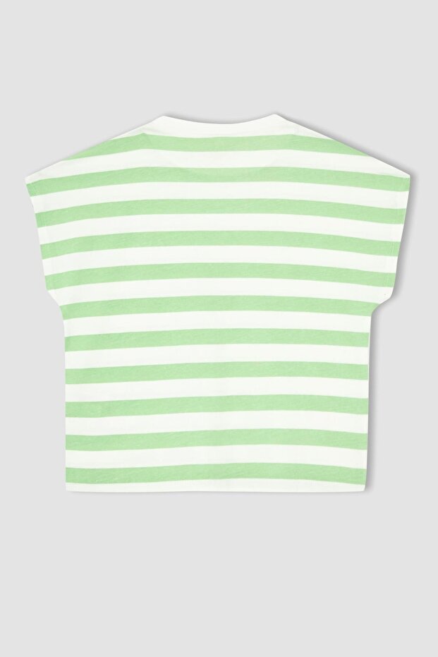 Girl's Regular Fit Striped Short Sleeve T-Shirt