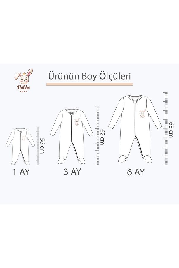 Hobbe Baby Ayıcıklı Tulum 3-6-9 Ay, Yumuşak Dokusu - 4