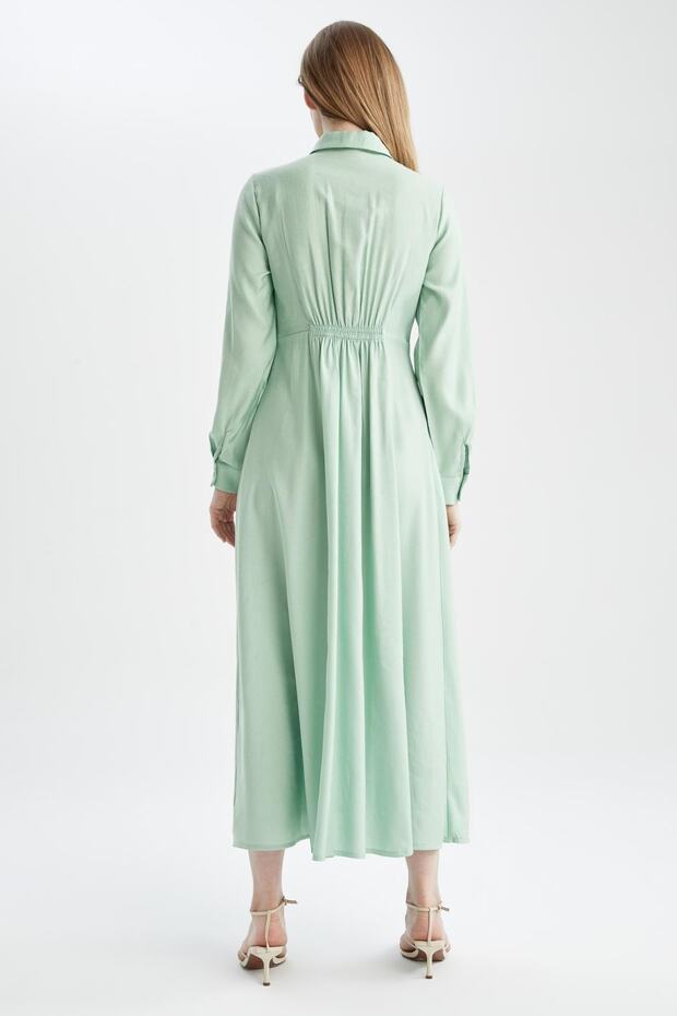 Košilový límec s límečkem Regular Fit Maxi šaty - 4