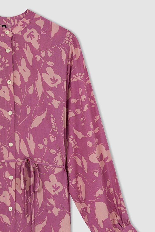 Květinové Maxi šaty s dlouhým rukávem Regular Fit s výstřihem a výstřihem - 2