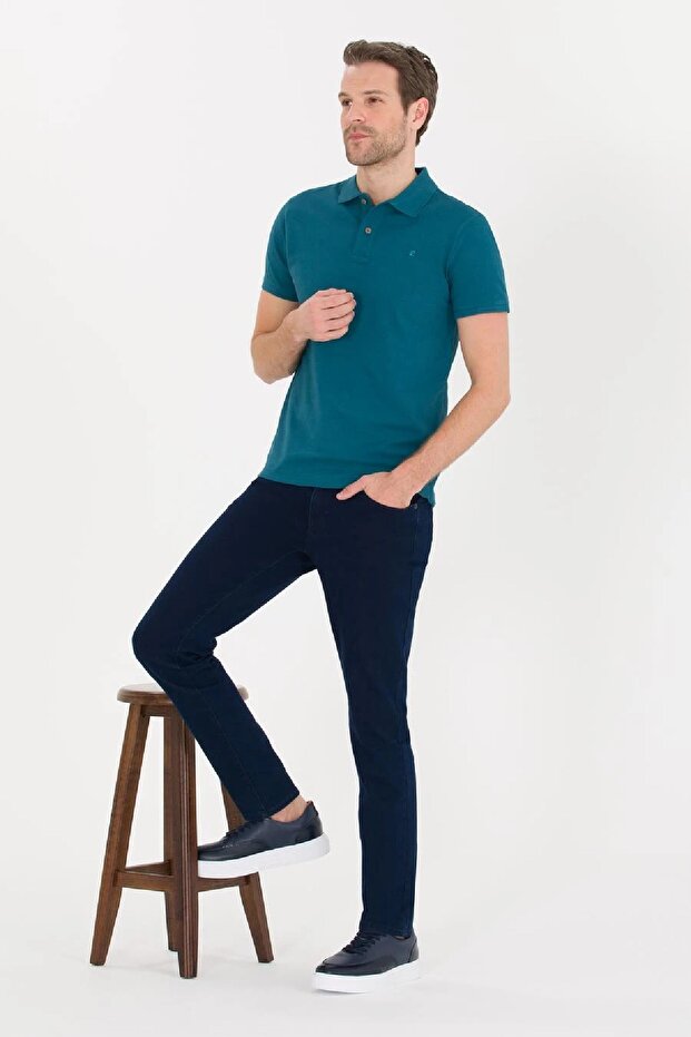 Slim Fit Polo Yaka Basic Tişört - 1