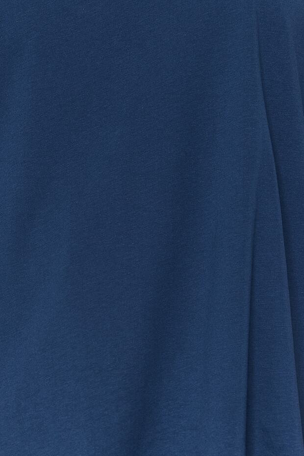 Lacivert Yaka Ribanalı Geniş Kalıp %100 Pamuk Basic Örme T-shirt TBBSS23BF00017 - 3