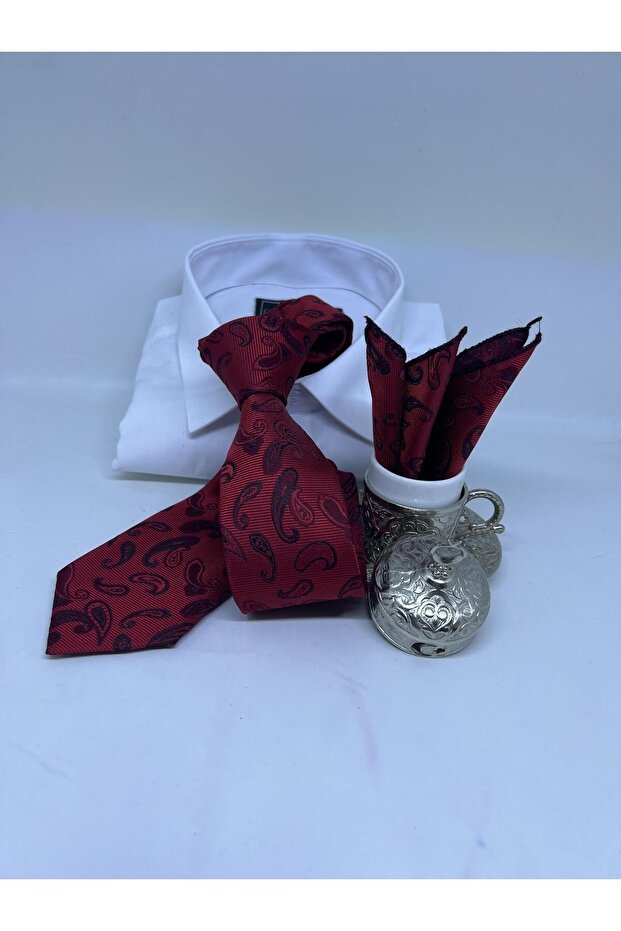 Woven Handkerchief Tie Men's Fabric Red