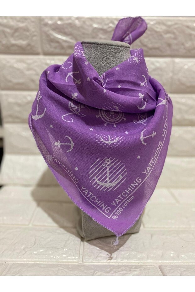 Unisex Sailor Anchor Rudder Patterned Cotton Scarf - Bandana