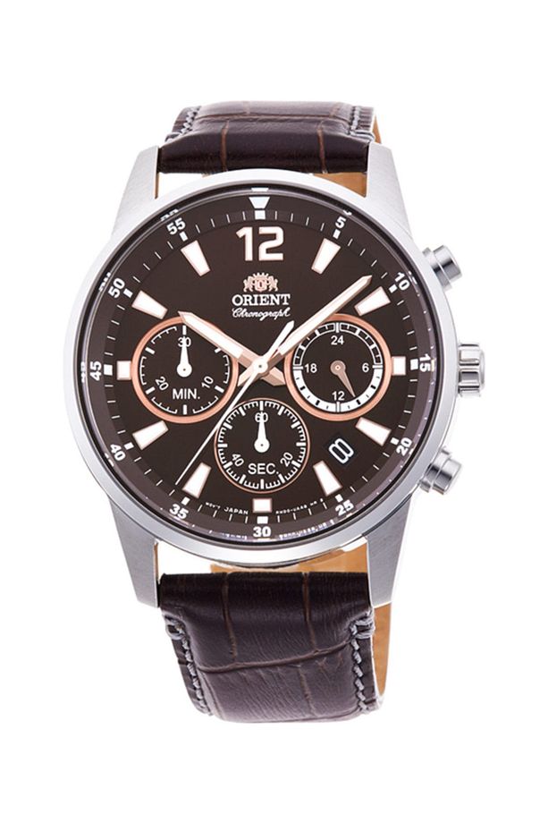 RA-KV0006Y10B 42 mm Kronolu Deri Kordonlu Erkek Saati Kehribar Tesbih Hediyeli - 1