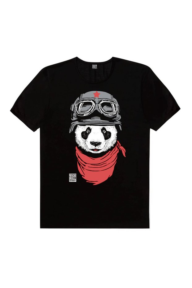 Bandana Panda Black Short Sleeve T-Shirt