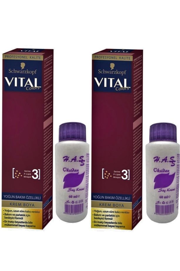 Vital Colors 1-1 Gece Mavisi Krem Saç Boyası 60 Ml. Oksidan 60 Ml. (2 ADET) - 1