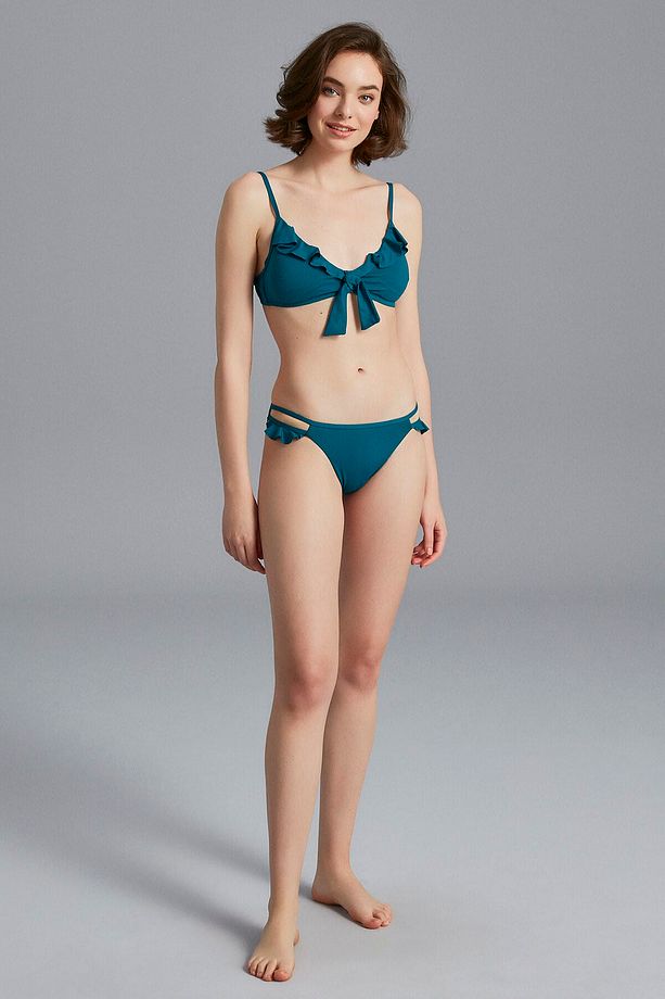 Petrol Yeşili Nena Triangle Knot Bikini Üstü - 3