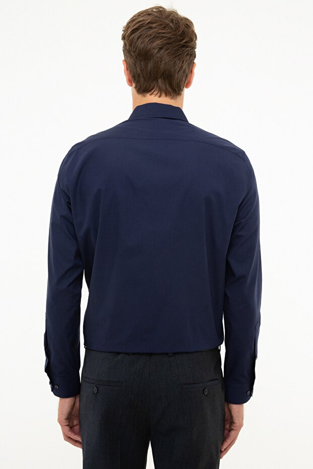 Lacivert Slim Fit Basic Gömlek - 3