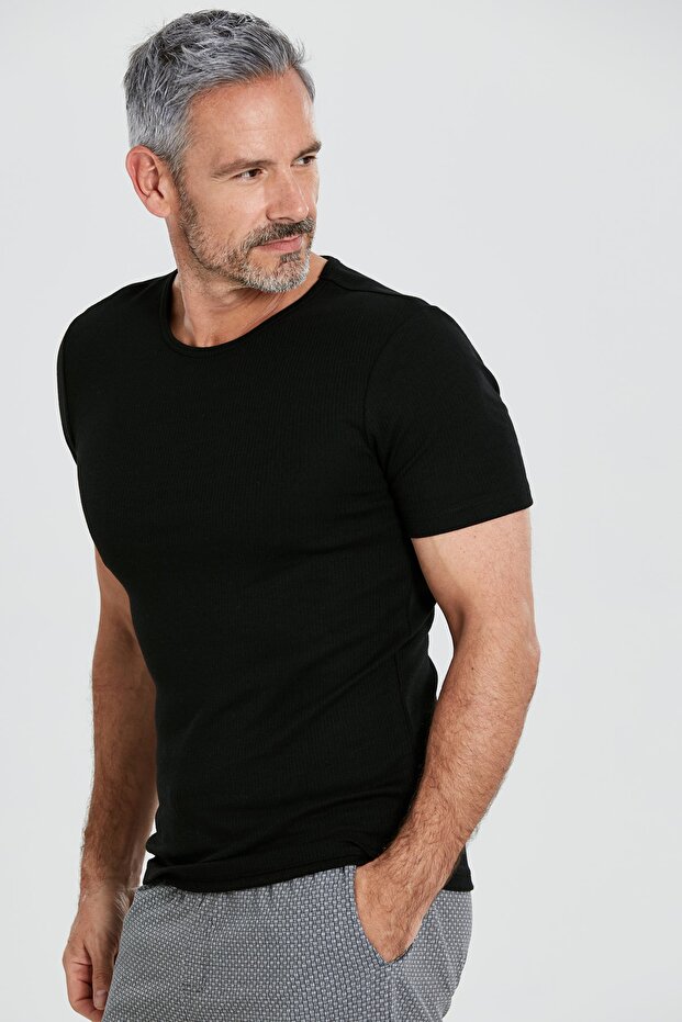 Men's New Black Undershirt 9WJ100Z8
