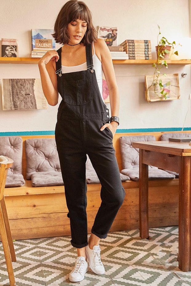 Women's Black Denim Gardener Salopet SLP-19000032