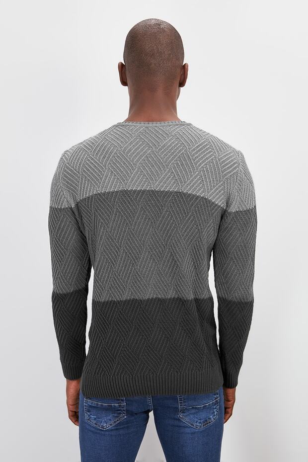 Anthrazitfarbener normaler Radsportpullover – Color Block Block KMNAW20LS0026 - 4