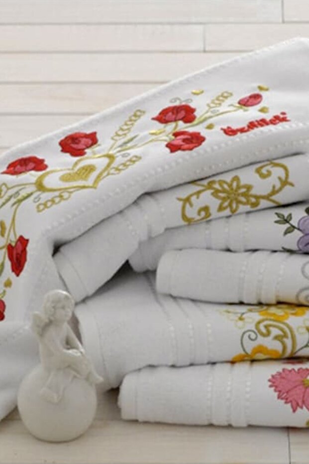 5 Pieces 50X90 Embroidered Hand and Face Towels