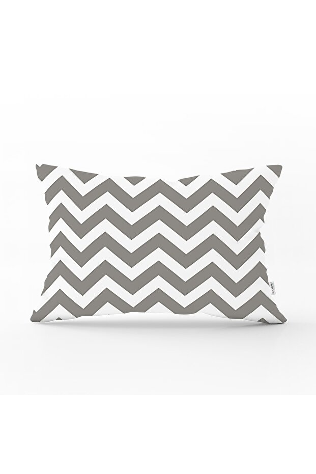 Zigzag Patterned Digital Printed Decorative Rectangular Pillow Throw Pillow Cover - 1
