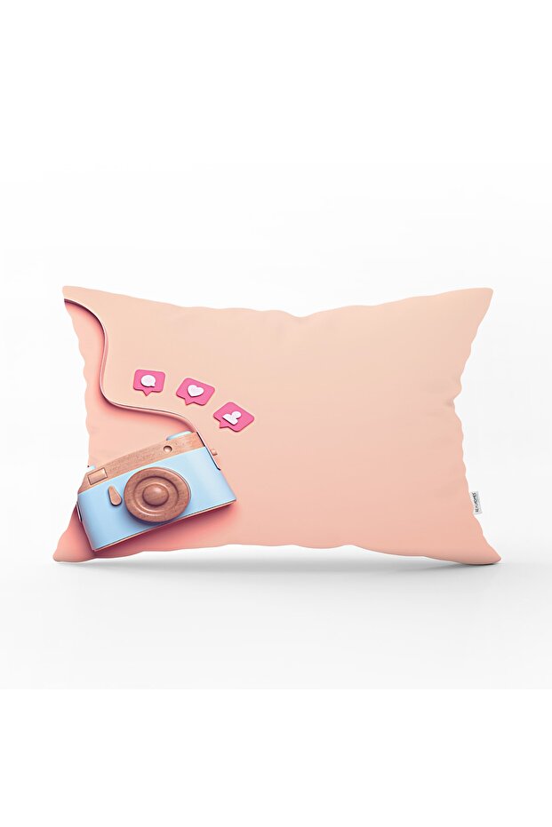 3D Instagram Camera Patterned Digital Printed Rectangular Pillow Throw Pillow Cover - 1