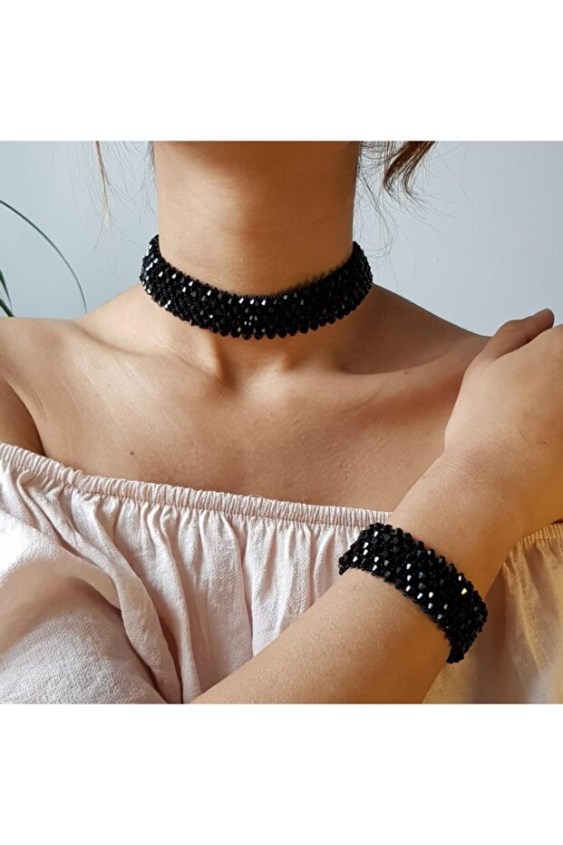 Handmade Crystal Stone Choker Set