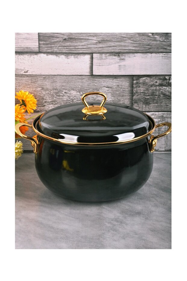 Emaye Tencere 20 cm Siyah - 1