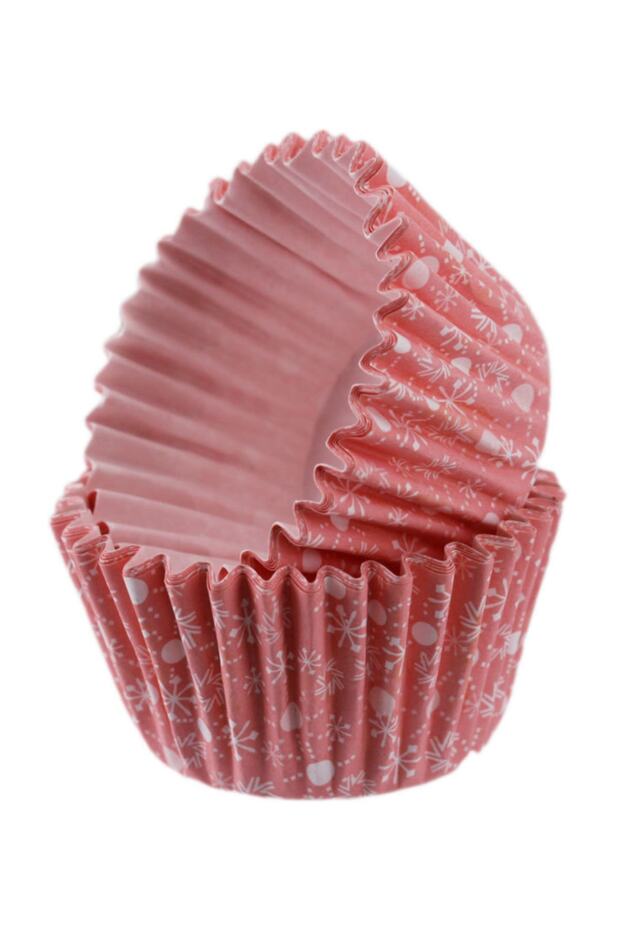 Cupcake Mold Pet Capsule Cake Mold48X34 mm (100 Pieces) Pink with Snow Pattern
